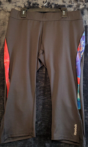 Reebok Capri Leggings Womens Size Large Black Polyester Flat Front Straight Leg - £9.64 GBP