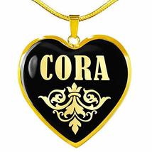 Cora v02-18k Gold Finished Heart Pendant Luxury Necklace Personalized Name Gifts - £39.92 GBP