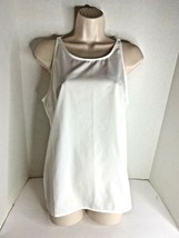 Alya Womens m White Tank Top Shirt Blouse Button Should Style TGS530A - £11.16 GBP