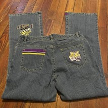 Women&#39;s Bellepointe LSU Tigers Blue Jeans Embroidered Size 6 Tailgaters 32x29 - £19.78 GBP