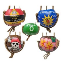 5 Hand Painted Pirate Key West Mile 0 Southernmost Hanging Coconut Shell Planter - £20.02 GBP