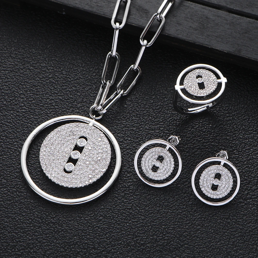 Luxury Geometry Long Link Stackable Pendant Necklace Earring Bracelet Ri... - $93.78