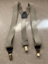 GILLMONS Clip On Suspenders Braces-Tan w/Gold Accents Elastic 1 3/8” Wid... - £9.72 GBP