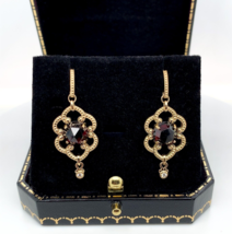 14k Yellow Gold 5 Carat TW Genuine Natural Garnet Double Drop Earrings (... - $1,084.05