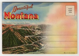 Vintage 50s Linen Beautiful Montana Postcard with 16 Fold Out Scenes 1955 - £16.84 GBP