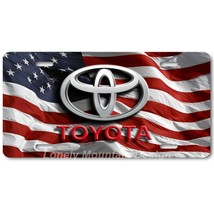 Toyota Logo Inspired Art on US Flag FLAT Aluminum Novelty Auto License Tag Plate - £14.38 GBP