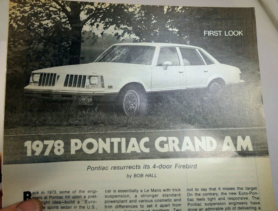 Pontiac 1978 Grand Am  Car Magazine clippings Advertisement  Ad - $8.35