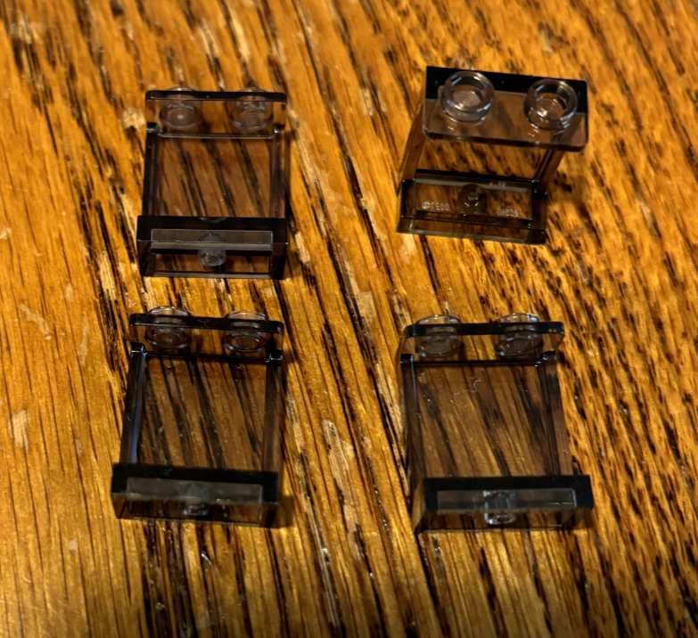 Lego 87552 Trans Brown/Black Window Panel 1x2x2 with Side Supports - 4 P... - $2.79