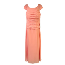JJS House Womens Gown Dress Coral Pleated Maxi Cap Sleeve Rhinestone 12 New - £60.73 GBP