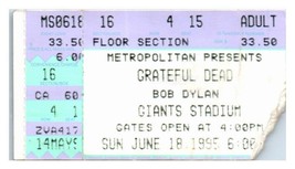 Grateful Dead Dylan Concert Ticket Stub Juin 18 1995 East Rutherford Neuf Jersey - $49.48