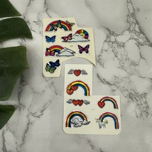 Vintage 80s Metallic Rainbow Stickers Mixed Lot of 2 Butterfly Hearts - $298.72 MXN