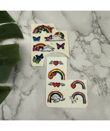 Vintage 80s Metallic Rainbow Stickers Mixed Lot of 2 Butterfly Hearts - $21.65 CAD