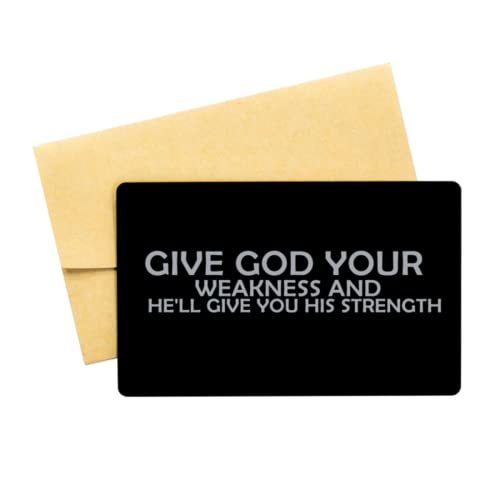 Motivational Christian Black Aluminum Card, Give God Your Weakness and H... - $16.61