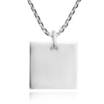Plain Geometric Square .925 Sterling Silver Necklace - £14.64 GBP