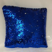 Blue Silver Reversible Flip Sequin Throw Pillow Color Changing Decor Home Bed - £23.48 GBP