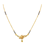 22ct Yellow Gold Mangalsutra Two-Tone Leaf Necklace 18.5&#39;&#39; inches - $906.90