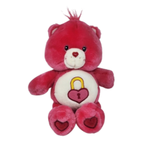13" Care Bears Pink Secret Bear Heart Lock 2004 Stuffed Animal Plush Toy - £22.42 GBP