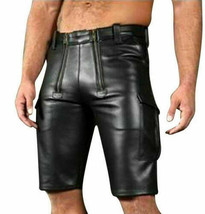 Men&#39;s Real Leather Carpenter Shorts With Cargo Pockets Carpenter Breeches BLUF  - £70.22 GBP