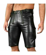 Men&#39;s Real Leather Carpenter Shorts With Cargo Pockets Carpenter Breeche... - $147.07 CAD