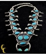 Navajo Turquoise &amp; Sterling Silver Large Squash Blossom Necklace - €1.618,78 EUR