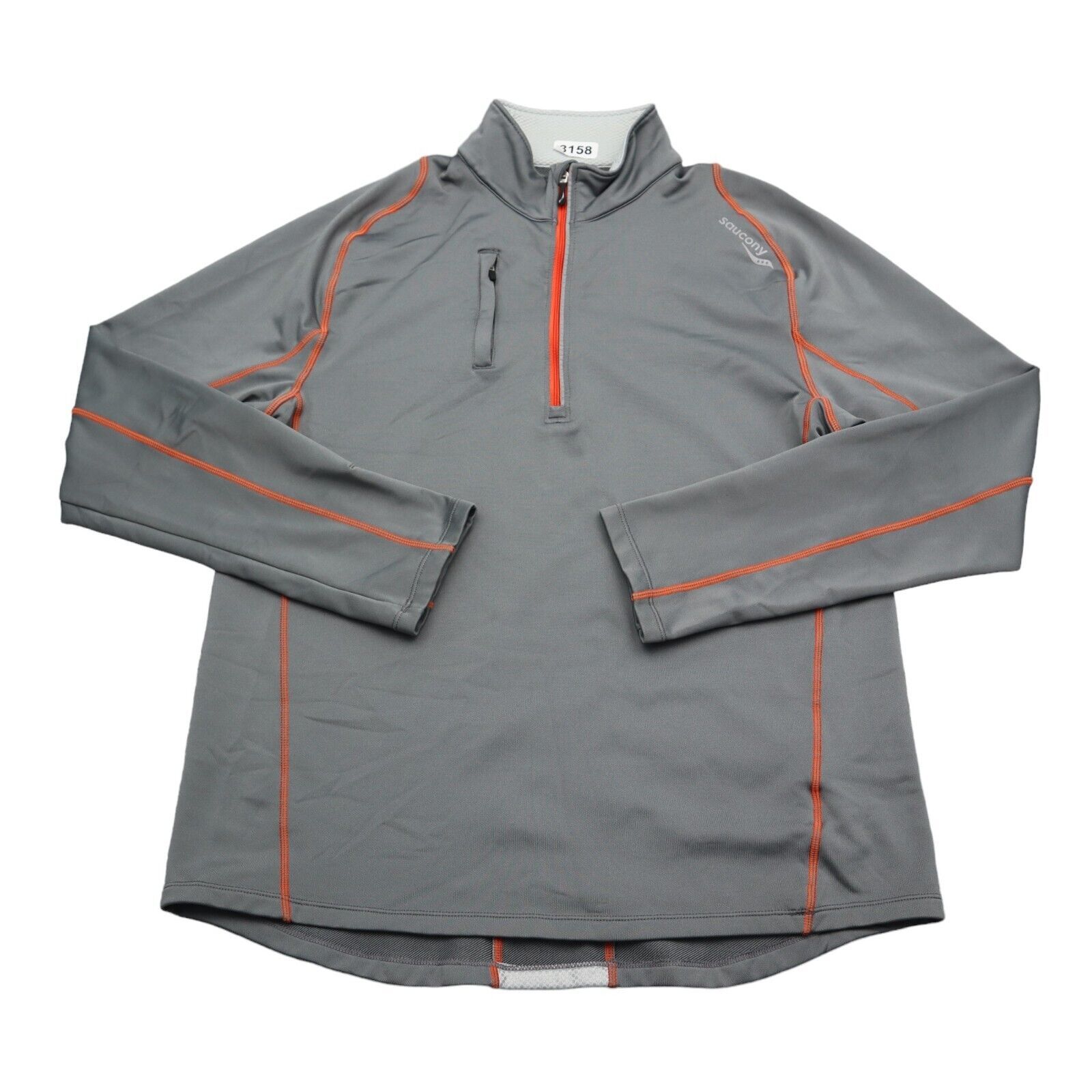 Primary image for Saucony Jacket Mens Small Gray Orange Running Workout 1/4 Zip Coat Sweater Run