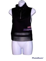 LCW SPORT Size XS Black Cropped Fitness Vest 1/4 Zip Mesh Spellout - £13.37 GBP