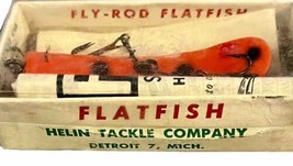 Vintage Flatfish Helin Tackle F7 Or Orange Red Black Fishing Lure Box Papers Nos - £11.79 GBP