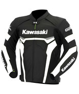  Mens Kawasaki Black &amp; white Cowhide Leather Motorcycle Jacket CE-APROVE... - $2,419.44 MXN