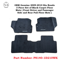 P8140-1D210WK OEM 2009-2010 Kia Rondo Carpet Floor Mat 3 Piece Set Black... - $54.45