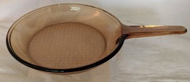 Vintage Corning Vision Ware Amber 10.5&quot; Waffle Bottom Frying Pan Skillet Pyrex - £19.55 GBP