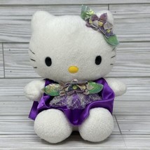 Vtg Hello Kitty Nakajima Sanrio 2002 Small Plush Purple Satin Dress Flowers 6 In - £18.82 GBP