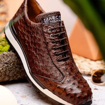 Hand painted genuine ostrich quill Sneaker Shoes Scanno Antique Brown image 11