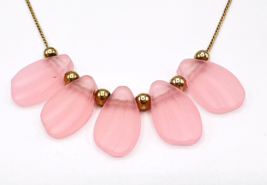 Vintage 1982 Avon Gold Tone Pink Frosted Petals Choker Necklace - $15.84