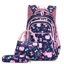  3pcs/set bow print school bags for teen girls Primary waterproof nylon schoolba - £175.29 GBP