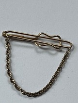 Vintage Hadley Made in USA Marked Split Goldtone Oval w Chain Dangle Tie... - $14.89