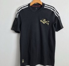 Adidas S T Shirt Black Soccer Short Sleeve Embroidered Bull Three Stripe... - £12.33 GBP