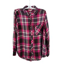 Terra &amp; Sky Womens Plaid Button-Up Shirt 0X Viscose Long Sleeve - £14.05 GBP