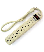 6 Outlet Surge Protection POWER STRIP 6&#39; ft Cord Lighted Circuit Breaker... - £14.48 GBP