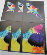 Lot of 6 Sharks on Black 2-Pocket Paper Folder for 8-1/2″ by 11″ by Top ... - $7.99