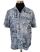 Favant island Casual Shirt Men&#39;s Size Large Button Front Blue Tropical Hawaiian - £14.98 GBP