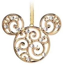 Disney Parks Mickey Mouse Icon Filigree  Ornament with Faux Gems Gold Co... - $618.81 MXN