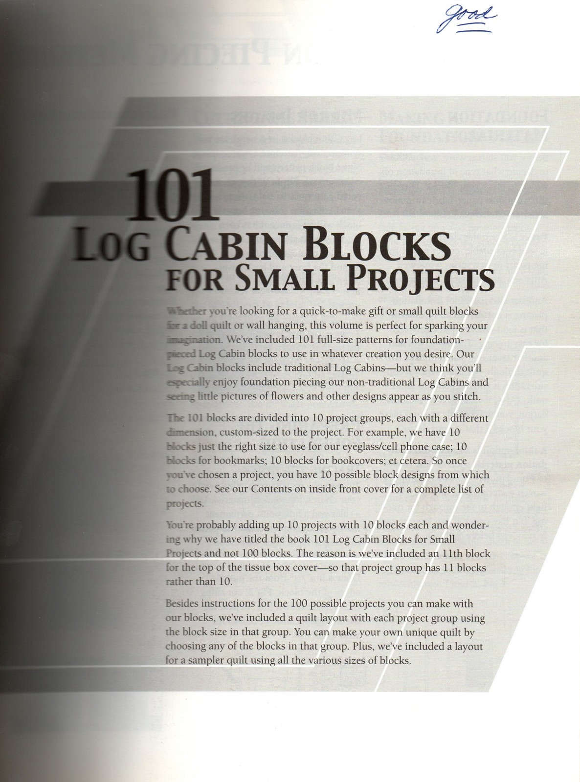 Image 2 of 101 Log Cabin Blocks for Small Projects Quilt Craft Vintage Book Booklet 1999