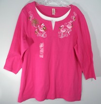 Decorated Originals Women XL Top Embroidered Flamingo 3/4 Sleeves Christ... - £13.47 GBP