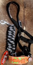 Horse Noseband Tack Bronc Leather HALTER Tiedown Lead Rope  280344 - £32.10 GBP