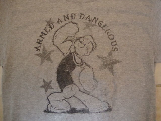 Primary image for Popeye The Sailor Man Armed And Dangerous Throwback Distressed T Shirt Size M