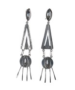 6&quot; long Kee Joe Benally Navajo hand stamped silver earrings - $688.05