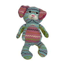 Kellytoy Plush Dog Blue Multicolor Stripe Squeaks Stuffed Animal Toy 13&quot; - £12.35 GBP