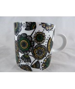 Danica Studios Coffee Mug Floral White Green Gold Black 12oz  Designer - $14.73