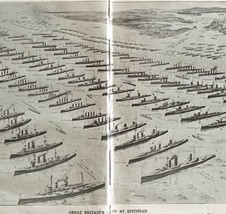 1914 Great Britain Navy Fleet Battleships WW1 Print Art Antique Military War  - £31.96 GBP