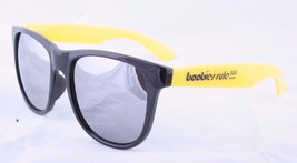 Boobies Rule Black &amp; Yellow Mango White Sunglasses w Mirrored Lens Boobs Tits - £10.02 GBP